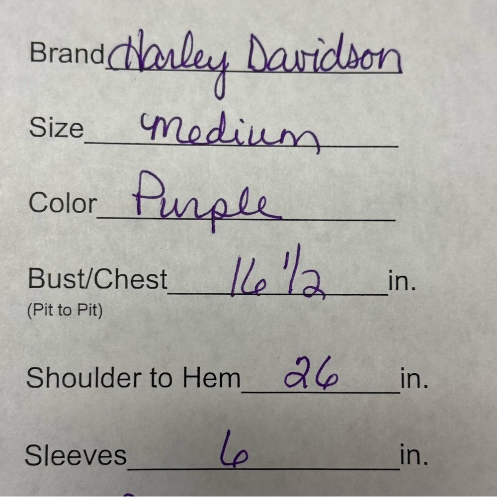 Harley-Davidson Genuine Motorcycles Purple Graphic Tee Women’s Small Biker Shirt - Picture 7 of 7